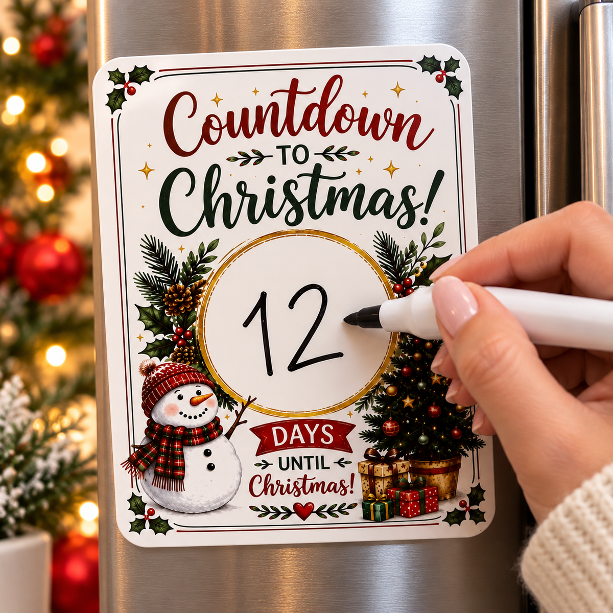 Christmas Inspired Countdown Dry Erase Magnet