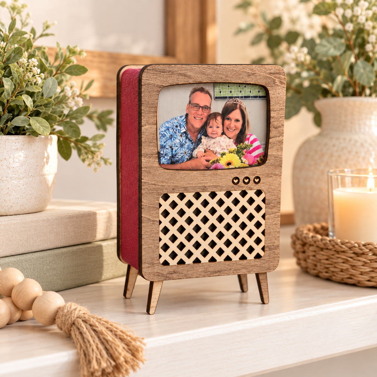 Personalized Voice Memory Box | Recordable Wooden Retro TV