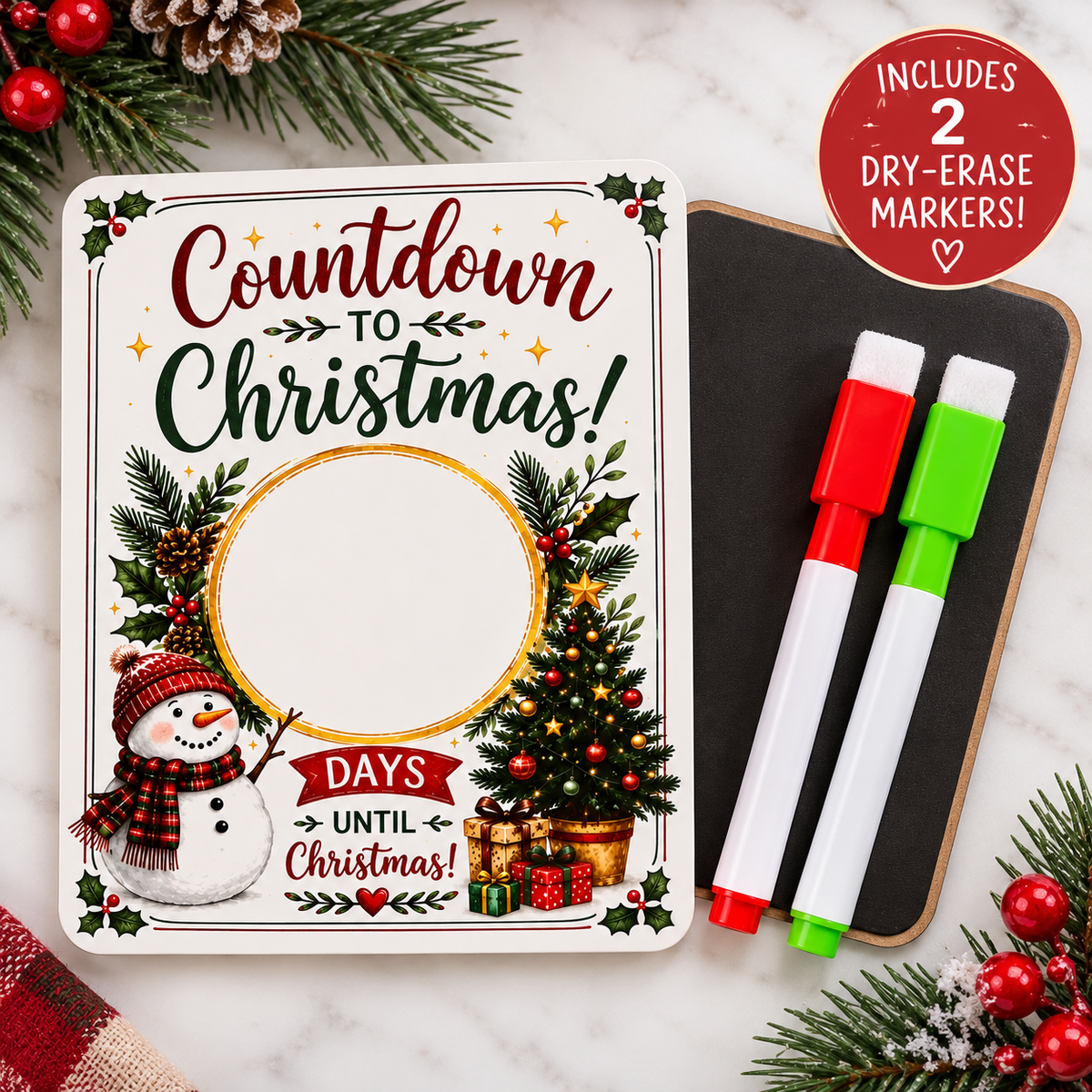 Christmas Inspired Countdown Dry Erase Magnet