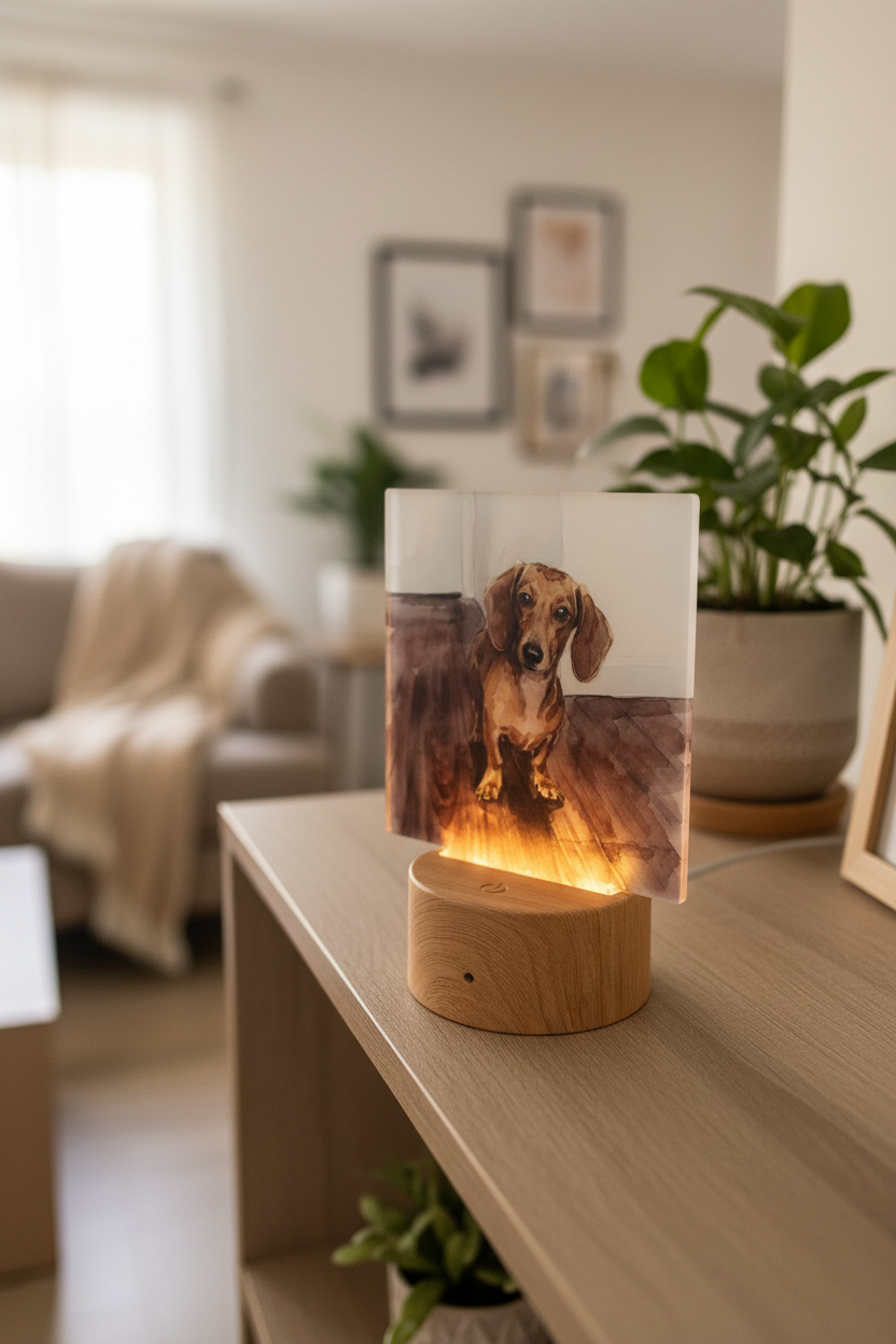 Close-up Dachshund Acrylic Block Lifestyle