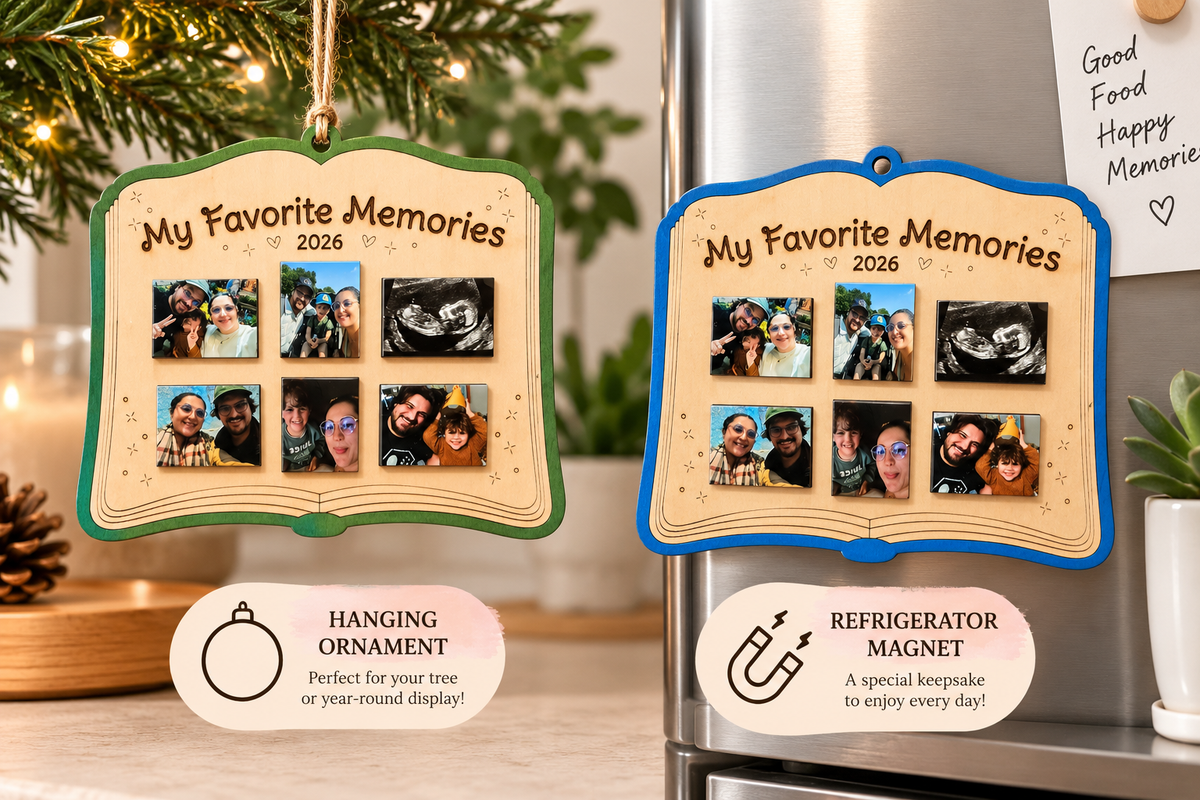 Personalized My Favorite Memories | 6-Photo Wooden Ornament or Magnet