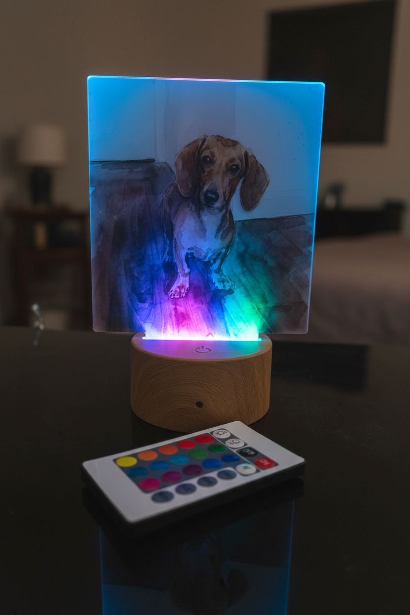 Multicolor LED Acrylic Block on Shelf