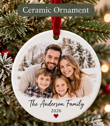Ceramic personalized photo Christmas ornament design preview